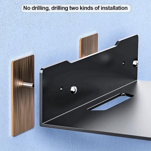 أرفف عائمة مثبتة على الحائط من SYCOOVEN لكاميرات الأمان، وشاشات الأطفال، ومكبرات الصوت، ورف زاوية فولاذي صغير، ورف عرض لاصق مقاس 5.7 بوصة، والاستخدام المرن لمساحة الحائط (اللون: أسود) in Kuwait