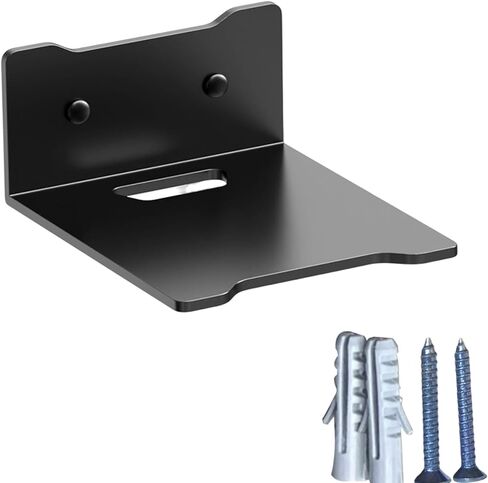 أرفف عائمة مثبتة على الحائط من SYCOOVEN لكاميرات الأمان، وشاشات الأطفال، ومكبرات الصوت، ورف زاوية فولاذي صغير، ورف عرض لاصق مقاس 5.7 بوصة، والاستخدام المرن لمساحة الحائط (اللون: أسود) in Kuwait