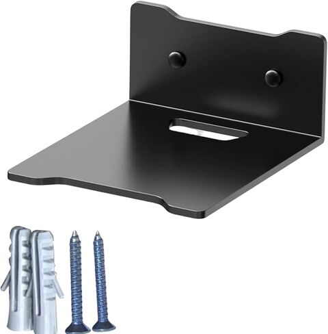 أرفف عائمة مثبتة على الحائط من SYCOOVEN لكاميرات الأمان، وشاشات الأطفال، ومكبرات الصوت، ورف زاوية فولاذي صغير، ورف عرض لاصق مقاس 5.7 بوصة، والاستخدام المرن لمساحة الحائط (اللون: أسود) in Kuwait