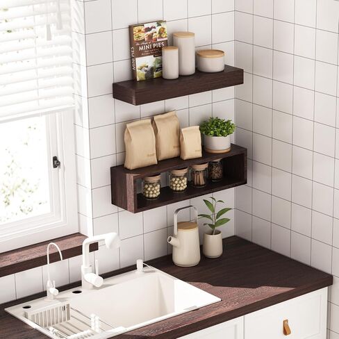 Farmhouse Bathroom Shelves Large, Floating Shelves Over Toilet with Paper Storage Rack, 21 x 6 Inch Wall Shelves for Bathroom, Bedroom, Kitchen, Wall Decor Set of 3, Fully Assembled in Saudi Arabia