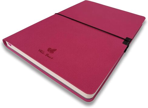 Writing Journal Notebook, College Ruled/Lined, A5 Size, 5.8x8.3", Fine PU Leather, Premium Thick Paper, Sewn Bound, Inner Pocket, Elastic Band, Ribbon Bookmark, Lays Flat, Berry in Saudi Arabia