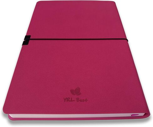 Writing Journal Notebook, College Ruled/Lined, A5 Size, 5.8x8.3", Fine PU Leather, Premium Thick Paper, Sewn Bound, Inner Pocket, Elastic Band, Ribbon Bookmark, Lays Flat, Berry in Saudi Arabia