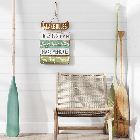 تصاميم بارنيارد 'قواعد البحيرة' ديكور منزل البحيرة للمنزل، علامة بحيرة معلقة على جدار البحيرة، لافتات بحيرة لمطبخ منزل البحيرة، ديكور بحيرة ريفي لعلامة المنزل، 14 بوصة × 21 بوصة in Kuwait