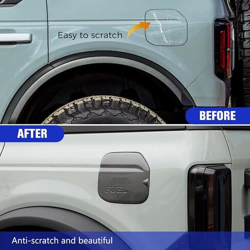 HAKA TOUGH Gas Cap Cover for 2021 2022 2023 Ford Bronco 2/4 Door, Fuel Filler Door Gas Tank Trim Exterior Accessories, Carbon Fiber Black, 1PC in Kuwait