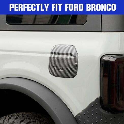 HAKA TOUGH Gas Cap Cover for 2021 2022 2023 Ford Bronco 2/4 Door, Fuel Filler Door Gas Tank Trim Exterior Accessories, Carbon Fiber Black, 1PC in Kuwait
