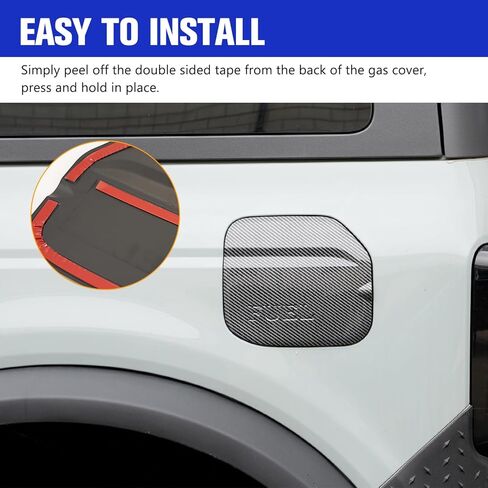 HAKA TOUGH Gas Cap Cover for 2021 2022 2023 Ford Bronco 2/4 Door, Fuel Filler Door Gas Tank Trim Exterior Accessories, Carbon Fiber Black, 1PC in Kuwait
