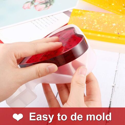 2 Pieces Valentine's Day Photo Frame Resin Molds Rectangle Picture Frame Silicone Mold Heart Shapes Epoxy Mold with 5 Colors Sequins for DIY Home Table Decor Handicrafts Making in Saudi Arabia