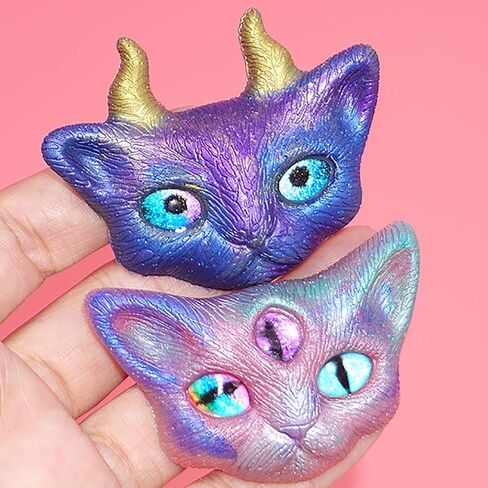 FineInno 2Pcs 3D Devil Cat Resin Molds Kitten Head Silicone Molds Horned Animal Casting Mold for Epoxy Resin,Clay, Soap, Candle, Jewelry Making in Saudi Arabia
