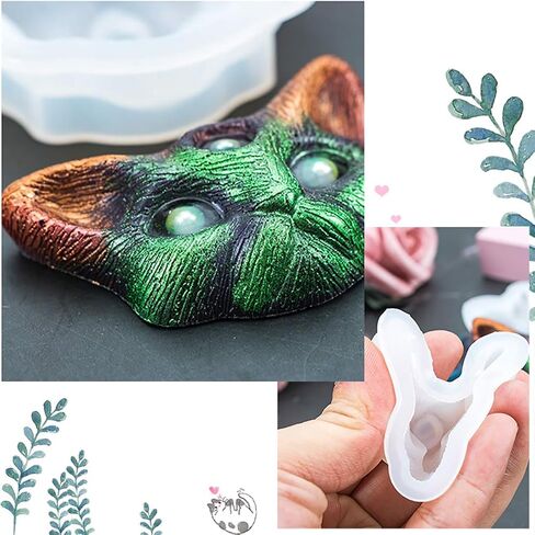 FineInno 2Pcs 3D Devil Cat Resin Molds Kitten Head Silicone Molds Horned Animal Casting Mold for Epoxy Resin,Clay, Soap, Candle, Jewelry Making in Saudi Arabia