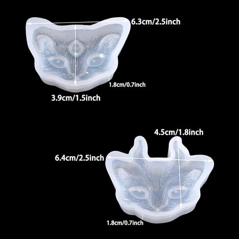 FineInno 2Pcs 3D Devil Cat Resin Molds Kitten Head Silicone Molds Horned Animal Casting Mold for Epoxy Resin,Clay, Soap, Candle, Jewelry Making in Saudi Arabia