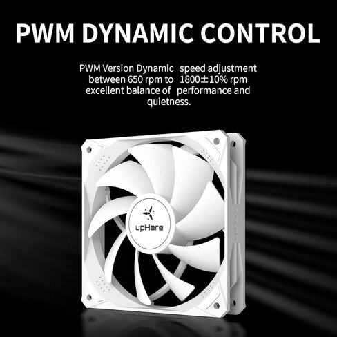مروحة حافظة بيضاء 120 مم من upHere PWM 4Pin عالية تدفق الهواء تدوم طويلاً لتبريد حافظات الكمبيوتر، 3 عبوات، NT12044-3 in Kuwait