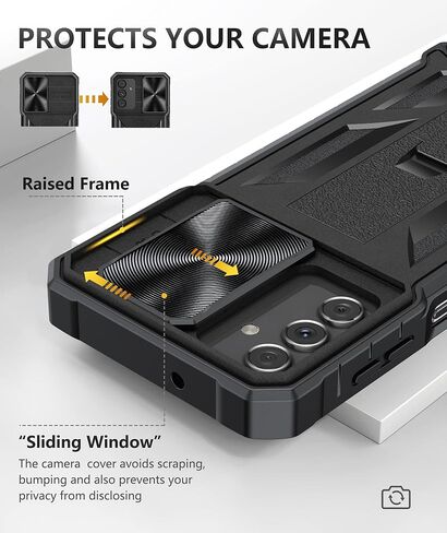 Case for Samsung Galaxy A13 5G: Rugged Protective A13 Cell Phone Cover with Kickstand & Slide - Shockproof TPU Matte Textured Bumper Design Military Drop Proof Protection - Pink Purple in Kuwait