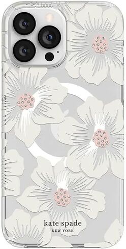 كيت سبيد نيويورك حافظة حماية صلبة لهاتف MagSafe لهاتف iPhone 13 Pro Max - Hollyhock Floral Clear in Kuwait