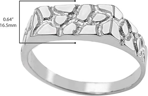 .925 Sterling Silver Nugget Style Flat Signet Band or Pinky Ring - Size 5-3/4 in Saudi Arabia