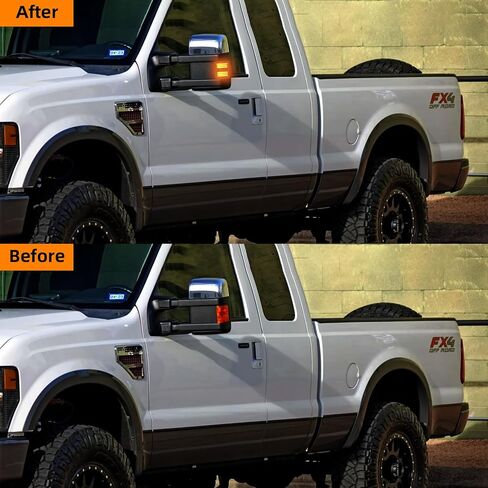 Side Mirror Turn Signal Light for F250 F350 F450 F550 Super Duty 2008 2009 2010 2011 2012 2013 2014 2015 2016 Smoked Lens Sequential Switchback Yellow Lights & DRL White Lights in Saudi Arabia