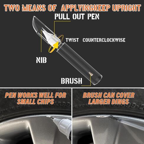 طلاء MCTRHG ذو حافة فضية، لون عالمي لطلاء الحافات، طلاء اثنتين في عجلة واحدة للخدوش والرقائق والطفح الجلدي والأضرار السطحية، سريع وسهل in Kuwait