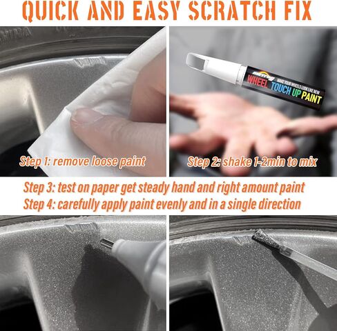 طلاء MCTRHG ذو حافة فضية، لون عالمي لطلاء الحافات، طلاء اثنتين في عجلة واحدة للخدوش والرقائق والطفح الجلدي والأضرار السطحية، سريع وسهل in Kuwait