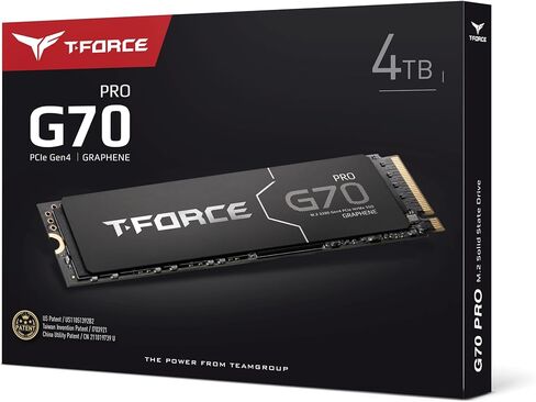 TEAMGROUP T-Force G70 PRO Graphene Heatsink 4TB DRAM SLC Cache 3D TLC NAND NVMe InnoGrit PCIe Gen4x4 M.2 2280 SSD داخلي للألعاب يعمل مع PS5 للقراءة/الكتابة 7400/6600 ميجابايت/ثانية TM8FFH004T0C129 in Saudi Arabia