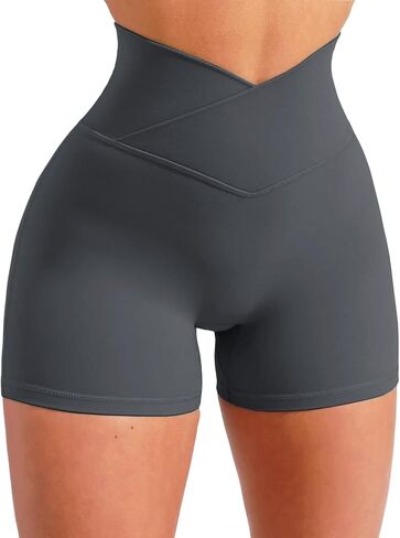 شورت Scrunch Butt Gym شورت عالي الخصر للتمرين على راكبي الدراجات النارية، شورت رياضي للجري للنساء باللون الأسود in Kuwait