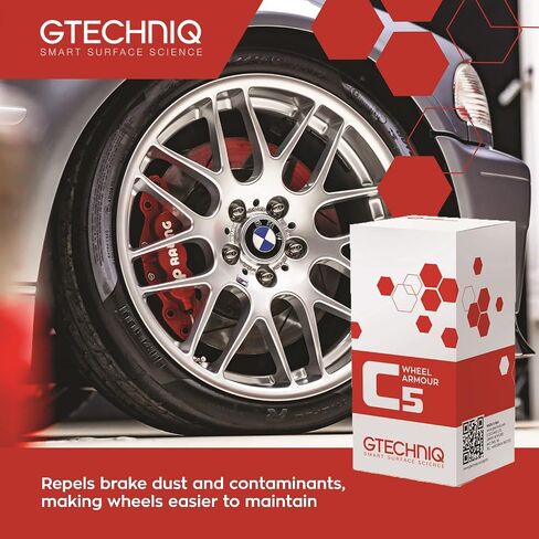 Gtechniq C5 Wheel Armor Wheel Cleaner, Rims Cleaner Protects Alloy Rims, Brake Dust Remover Wheel Cleaner Repels Brake Dirt for up to 12 Months - 0.5 fl oz (15 ml), Sufficient for 4 x 17 Outer Rims in Kuwait