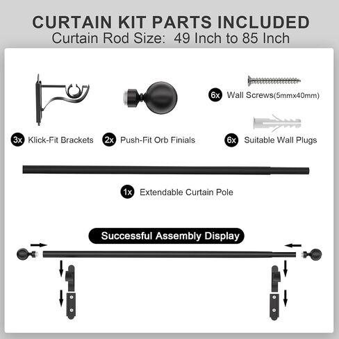 Curtain Rods for Windows 28 to 48: Adjustable Gold Curtain Rod 1.1 Inch Heavy Duty Curtain Rods Easy Install Drapery Rods with Orb Finials Decorative Curtain Rods for Living Room Bedroom in Saudi Arabia