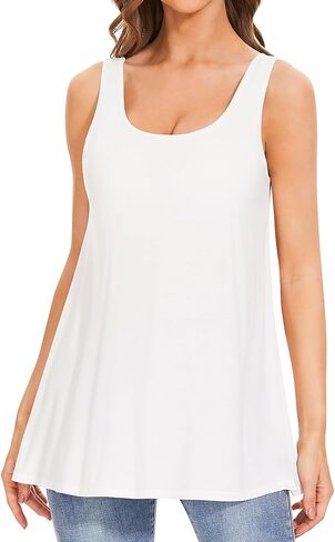 Tank Tops for Women Built in Bra Tank Pleated Loose Fit Tank Top Casual Flowy S-XXXXL in Saudi Arabia