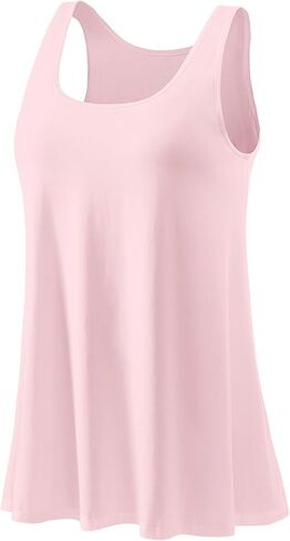 Tank Tops for Women Built in Bra Tank Pleated Loose Fit Tank Top Casual Flowy S-XXXXL in Saudi Arabia