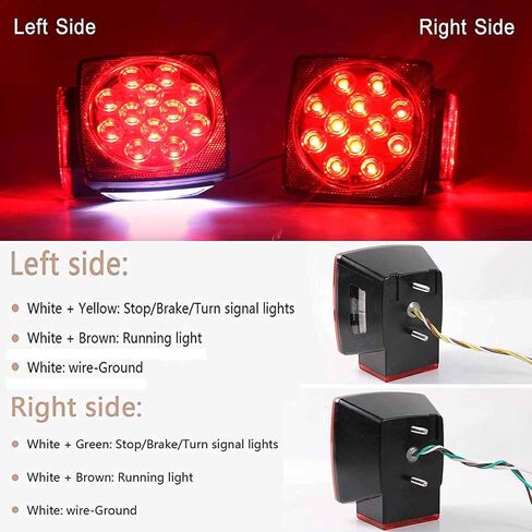 Cyfie LED Trailer Lights Kit, 12V Steel Trailer Tail Lights Boxes Housing with 2 Inch Round RedSide Lights and 6 Inch Oval Red Trailer Light, IP67 Waterproof in Kuwait
