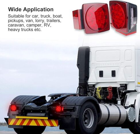 Cyfie LED Trailer Lights Kit, 12V Steel Trailer Tail Lights Boxes Housing with 2 Inch Round RedSide Lights and 6 Inch Oval Red Trailer Light, IP67 Waterproof in Kuwait