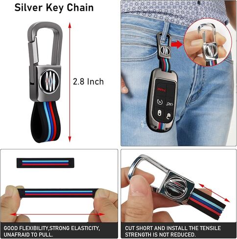 Moonlinks Zinc Alloy Key Fob Cover Case 5-Button & Keychain Compatible with Jeep Grand Cherokee Dodge Challenger Charger Dart Durango Journey Chrysler 300,Silicone Remote Key Case Holder Shell,Gray in Saudi Arabia