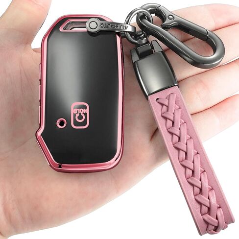 for Kia Key fob Cover,case with Keychain,Soft TPU Protect car Key,fit Cerato Ceed Forte NIRO Sorento Seltos Soul Telluride Remote Key,Key Shell-Black in Kuwait