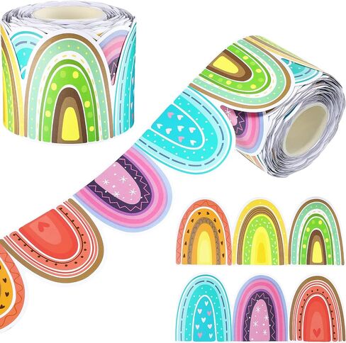 Classroom Bulletin Board Border 65 ft Rainbow Straight Bulletin Board Border Boho Bulletin Border Rainbow Polka Dots Border Trim for Bulletin Board Decorations School Classroom Home in Saudi Arabia