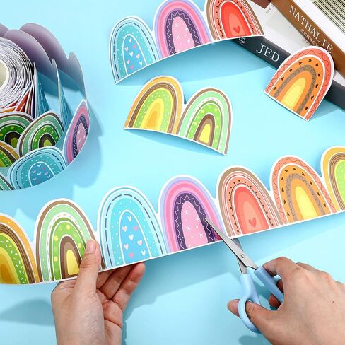 Classroom Bulletin Board Border 65 ft Rainbow Straight Bulletin Board Border Boho Bulletin Border Rainbow Polka Dots Border Trim for Bulletin Board Decorations School Classroom Home in Saudi Arabia