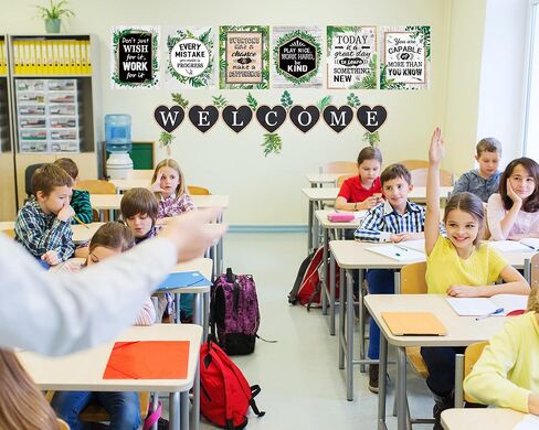 13 قطعة من لوحة إعلانات الأوكالبتوس مجموعة ملصقات ملهمة لعيد ميلاد بوهو ببساطة للفصل الدراسي لوحة الترحيب بعودة لوحة الإعلانات الجدارية التحفيزية علامة ترحيب للمعلمين والطلاب والمدرسة in Kuwait