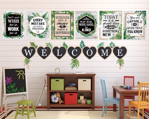 13 قطعة من لوحة إعلانات الأوكالبتوس مجموعة ملصقات ملهمة لعيد ميلاد بوهو ببساطة للفصل الدراسي لوحة الترحيب بعودة لوحة الإعلانات الجدارية التحفيزية علامة ترحيب للمعلمين والطلاب والمدرسة in Kuwait
