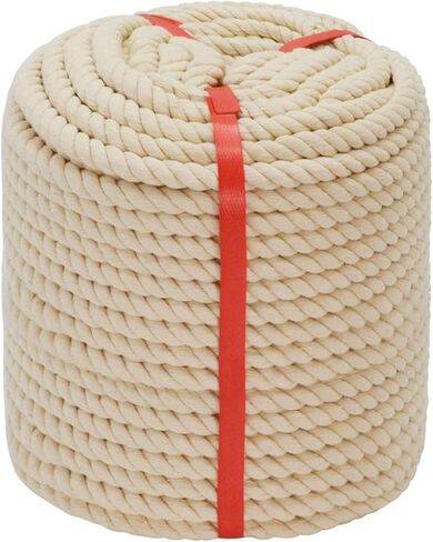3 Strands Twisted Cotton Rope (3/8 inch x 164 feet) Natural Soft Rope for Craft, Macrame, Sporting,Home Decorating Wedding Ropes (Beige) in Saudi Arabia