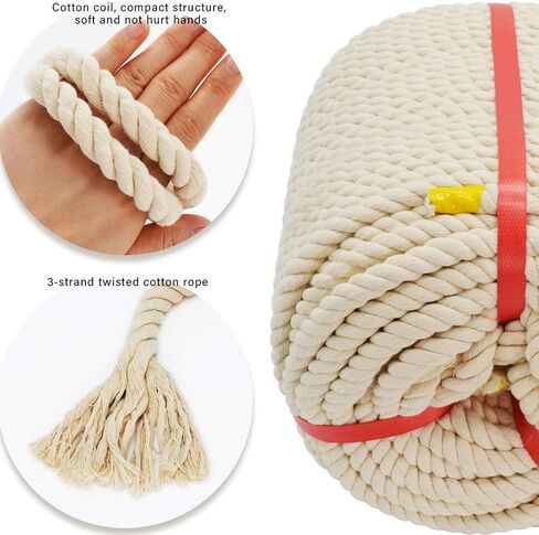 3 Strands Twisted Cotton Rope (3/8 inch x 164 feet) Natural Soft Rope for Craft, Macrame, Sporting,Home Decorating Wedding Ropes (Beige) in Saudi Arabia