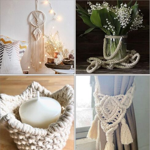 3 Strands Twisted Cotton Rope (3/8 inch x 164 feet) Natural Soft Rope for Craft, Macrame, Sporting,Home Decorating Wedding Ropes (Beige) in Saudi Arabia