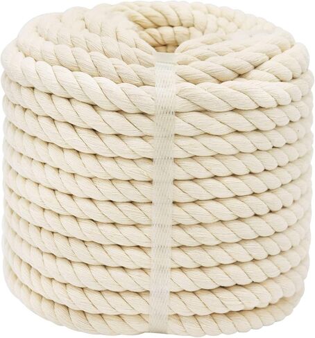 3 Strands Twisted Cotton Rope (3/8 inch x 164 feet) Natural Soft Rope for Craft, Macrame, Sporting,Home Decorating Wedding Ropes (Beige) in Saudi Arabia
