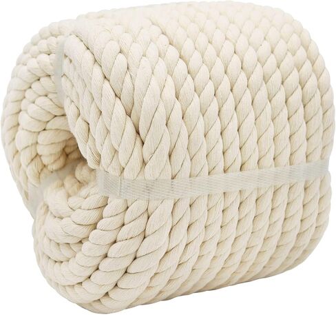 3 Strands Twisted Cotton Rope (3/8 inch x 164 feet) Natural Soft Rope for Craft, Macrame, Sporting,Home Decorating Wedding Ropes (Beige) in Saudi Arabia