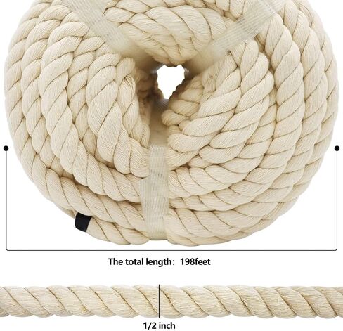 3 Strands Twisted Cotton Rope (3/8 inch x 164 feet) Natural Soft Rope for Craft, Macrame, Sporting,Home Decorating Wedding Ropes (Beige) in Saudi Arabia