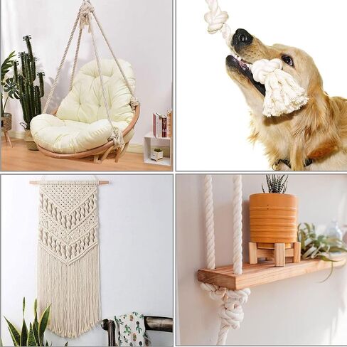 3 Strands Twisted Cotton Rope (3/8 inch x 164 feet) Natural Soft Rope for Craft, Macrame, Sporting,Home Decorating Wedding Ropes (Beige) in Saudi Arabia