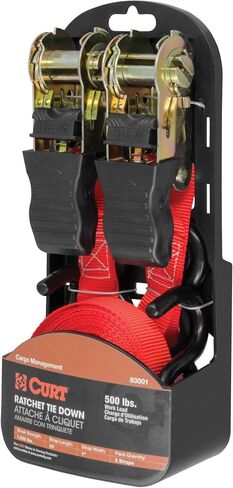 CURT 83001 1-Inch x 10-Foot Red Nylon Ratchet Straps, 1,500 lbs. Break Strength, 2-Pack in Saudi Arabia