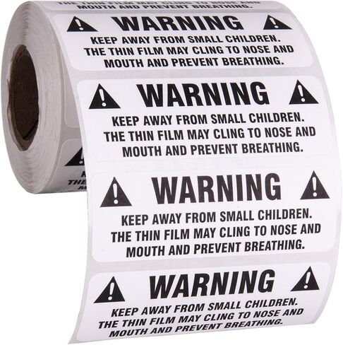 Suffocation Warning Stickers for Shipping and Packing - 3" X 1", Provided 500 Labels Per Roll, FBA Approved and BPA Free by Kenco (2 Pack) in Saudi Arabia