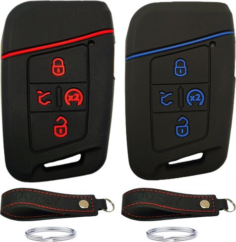 Silicone Smart Push Start Key Fob Cover Compatible with 2019-2023 VW Volkswagen Atlas Golf Alltrack Jetta Passat Tiguan KR5FS14-US(Key in Ignition OR Flip Key NOT FIT) (Silicone, 2 Black-R) in Saudi Arabia
