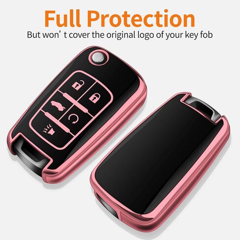 Sindeda for Chevrolet Key Fob Cover with Keychain Soft Full Protection Key Shell Key Case Compatible with Chevy Equinox Camaro Cruze Malibu Sonic Buick Terrain (Black, 4 Buttons) in Saudi Arabia