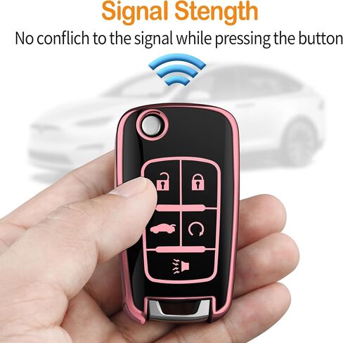 Sindeda for Chevrolet Key Fob Cover with Keychain Soft Full Protection Key Shell Key Case Compatible with Chevy Equinox Camaro Cruze Malibu Sonic Buick Terrain (Black, 4 Buttons) in Saudi Arabia