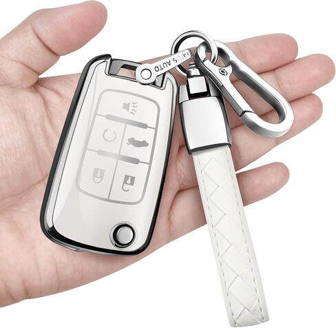 Sindeda for Chevrolet Key Fob Cover with Keychain Soft Full Protection Key Shell Key Case Compatible with Chevy Equinox Camaro Cruze Malibu Sonic Buick Terrain (Black, 4 Buttons) in Saudi Arabia