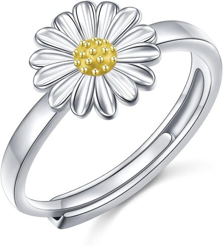 S925 Sterling Silver Flower Edelweiss Rings for Women Adjustable Oktoberfest Jewelry in Saudi Arabia