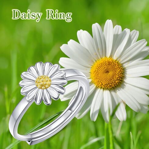S925 Sterling Silver Flower Edelweiss Rings for Women Adjustable Oktoberfest Jewelry in Kuwait